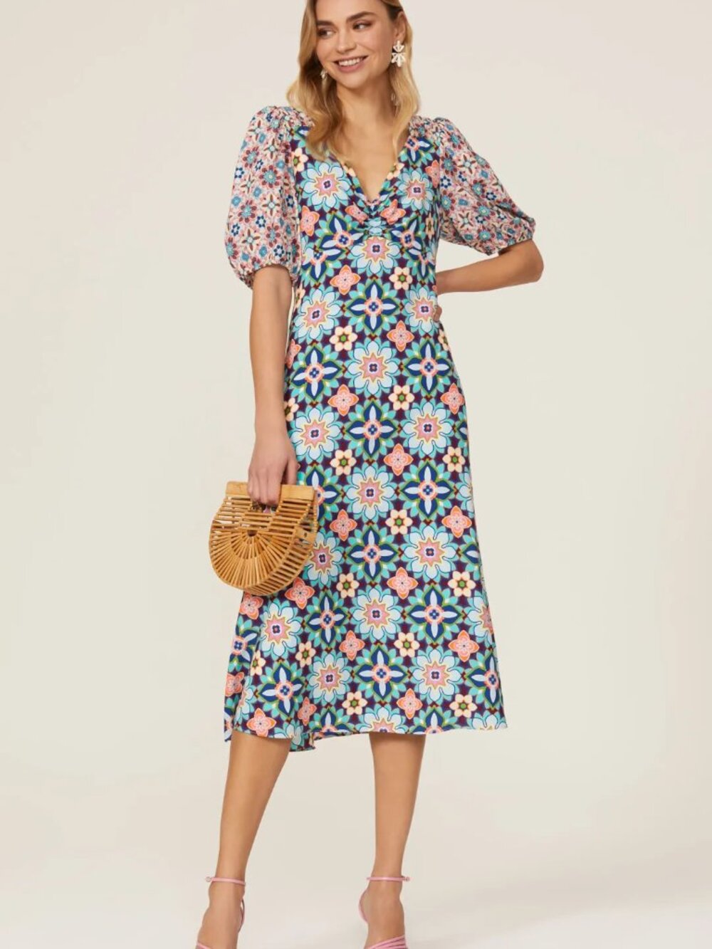 Donna Morgan Mixed Floral Midi Dress - SZ 6